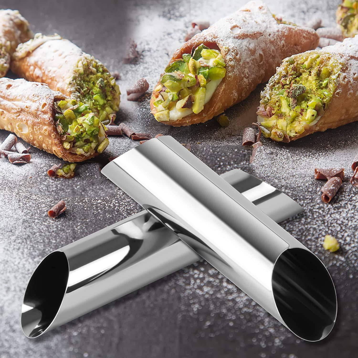 Cleaning Brush Included SPADORIVE 5 inch Large Stainless Steel Cannoli Forms Non-stick cream horn Danish Pastry Molds for Croissant Shell Cream Roll Pack of 20 Cannoli Tubes 