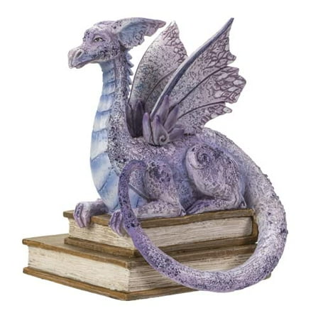 Pacific Giftware Story Time Dragon Statue, Medieval Gothic Decor, Cool Book Purple Resin Figurine, Perfect for Shelves Library Study Office Desk, 3.93" X 3.93" X 5.11"