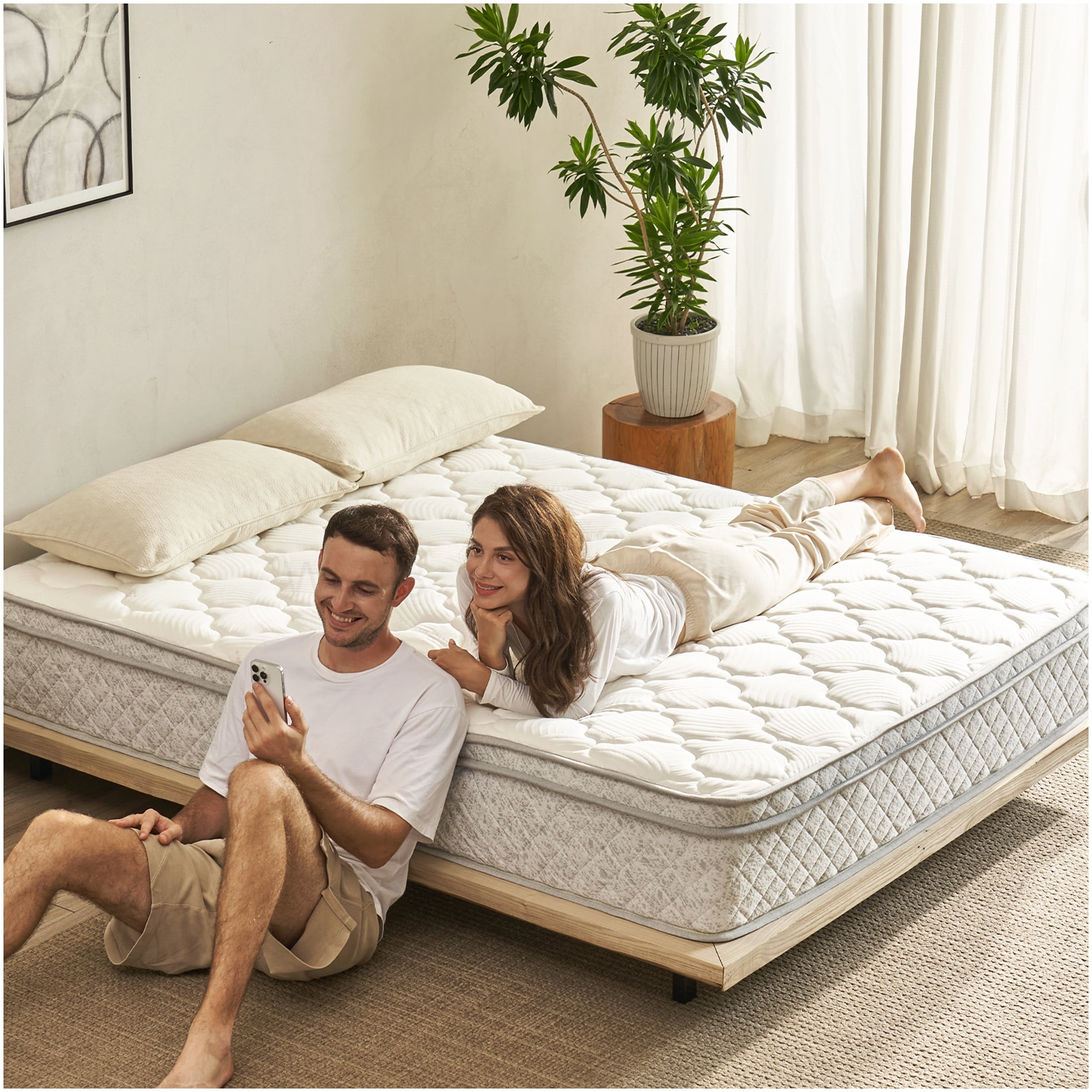 CHAMPFLAG King Size 12 Inch Cooling Gel Memory Foam Mattress, Hybrid Pocket Spring for Support, Motion Isolation, CertiPUR-US Certified
