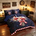 thumbnail image 2 of Manfei Watercolor Floral Bouquet King Bedding, US Flag Stars King Bed in a Bag, Red White Blue, Navy Reversible 7pcs, 2 of 6