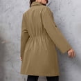 thumbnail image 5 of Feancey Womens Plus Size Trench Coat Mid Length Casual Adjustable Drawstring Waist Fall Jackets Roll Up Long Sleeve Single Breasted Lightweight Outerwear Khaki XXL, 5 of 8