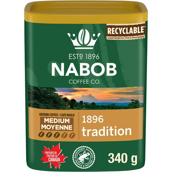 Café moulu à torréfaction moyenne Nabob 1896 Tradition, boîte de 340 g 340 g