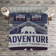 thumbnail image 3 of Ambesonne Adventure Quilted Bedspread Set 3 Pcs, Bear Mountain Logo, Queen Size, Stale Blue, 3 of 3