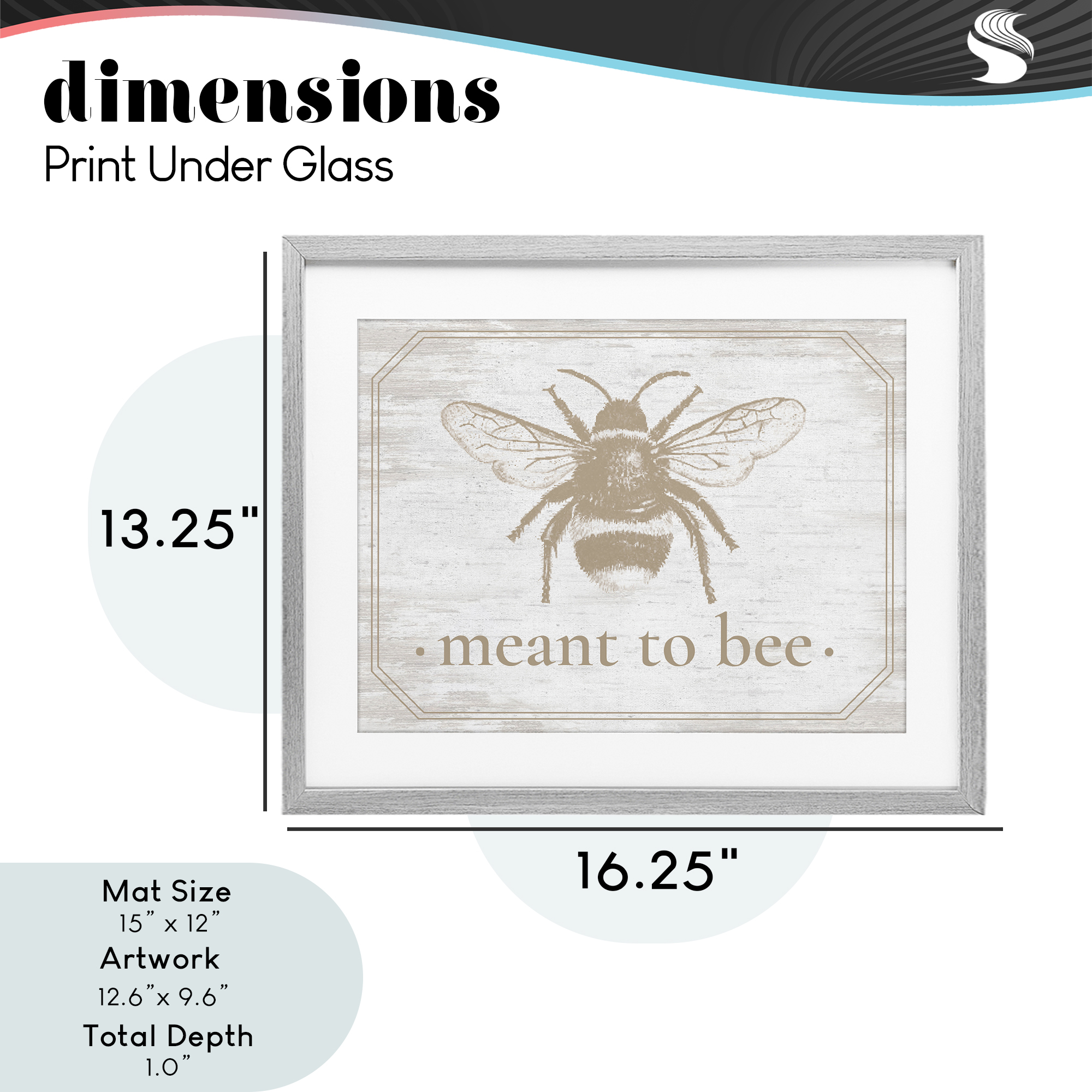 Meant To Bee Rustic Border Gray Framed Print Under Glass, design by Lettered and Lined