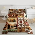 thumbnail image 2 of Manfei Aztec Geonetric Queen Comforter Set for Adult, Farmhouse Lodge Cabin Bedding Sets, Wildlife Animal Reversible Bedding Comforter Set, Microfiber Bedroom Decor, 3pcs, 2 of 8
