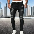 thumbnail image 4 of Fashion Street Style Ripped Skinny Jeans Men Vintage wash Solid Denim Trouser Mens Casual Slim fit pencil denim Pants hot sale, 4 of 7