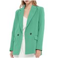 thumbnail image 2 of YYDGH Blazer Jackets for Women Casual Open Front Business Work Office Suit Jacket Fashion Solid Color Cardigan Outerwear Green L, 2 of 7