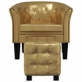 thumbnail image 1 of vidaXL Tub Chair with Footstool Gold Faux Leather, 1 of 4