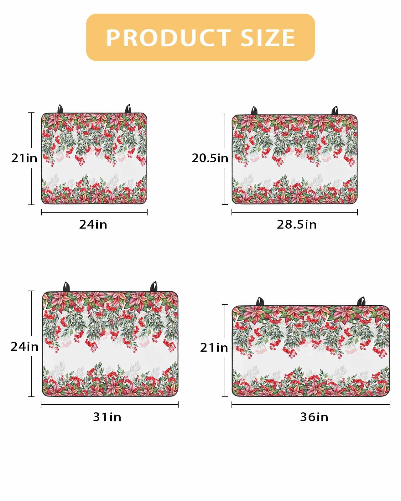 Large Induction Cooktop Protector Mat Red Christmas Stove Top Covers for Electric Stove, Poinsettia Berry Xmas Botanical Decorative Stove Burner Cover Mats, Glass Top Stove Cover