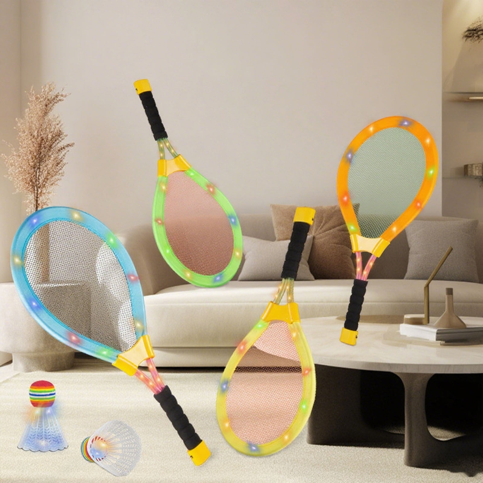 Kids Tennis Badminton Set for Beginners Ages 3-15 Lightweight Junior Youth Training with Shockproof Grip Indoor Outdoor Sports Toys