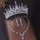 thumbnail image 1 of Magníficos conjuntos de joyería nupcial de cristal de Color plateado, tiaras de moda, pendientes de corona, gargantilla, collar, vestido de boda para mujer, conjunto de joyería Tan Jianjun unisex, 1 of 2