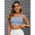 thumbnail image 4 of DARING DIVA Women's Three Spaghetti Thin Straps Sports Bra Fitness Tank Top Blue L, 4 of 6