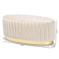 thumbnail image 2 of Bowery Hill White Velvet Fabric Upholstered and Gold PU Leather Ottoman, 2 of 7