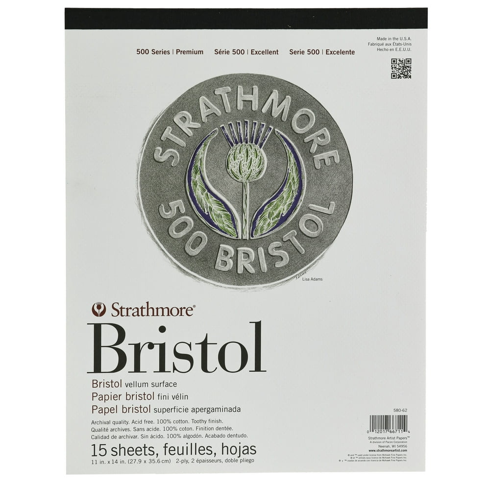 Strathmore Bristol Paper Pad, 500 Series, 11" x 14", Vellum Walmart