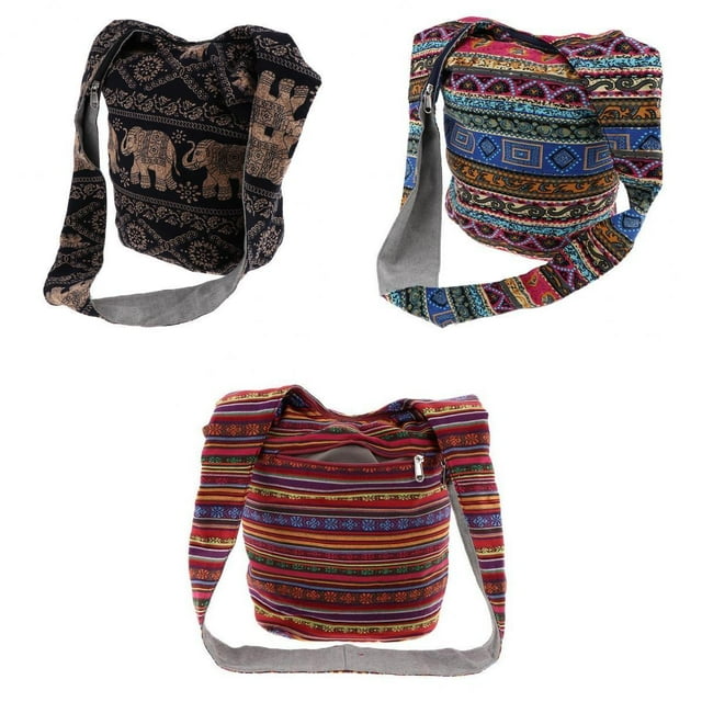 Yinanstore 3x Bohemian Crossbody Shoulder Bag Zip on