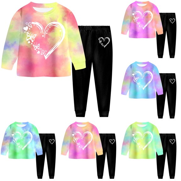 Pandaie Boys Girls Fashion Outfits Long Sleeve Tie Dye Sets Pullover and Elastic Waist Pants 2 Piece Kid Toddler Sweatshirt Sets Blue,2-3 Years