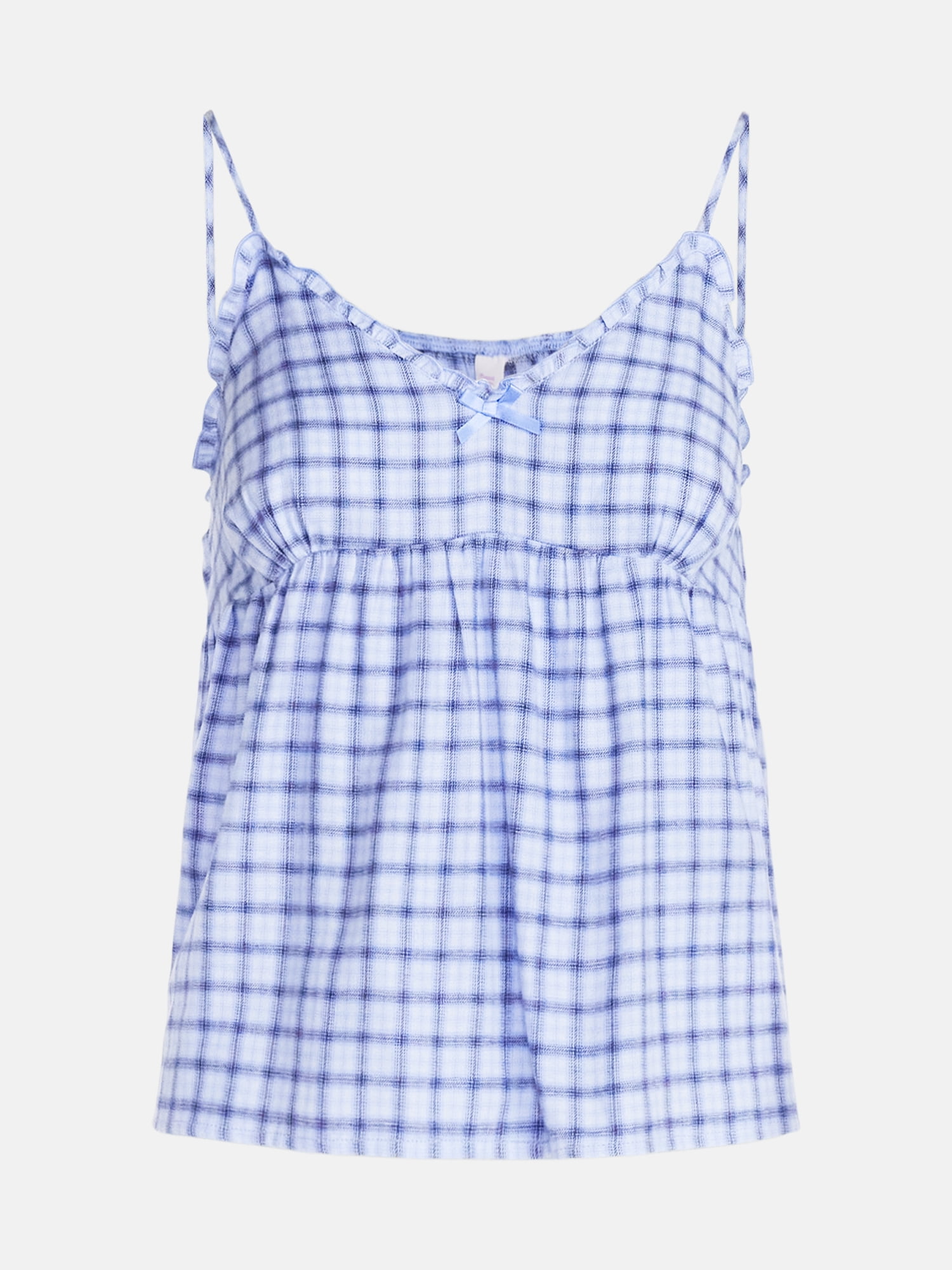 Joyspun Women's Flannel Cami w/ Self Ruffle Sleep Top, Sizes XS to 3X