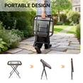 thumbnail image 5 of Ktaxon Foldable 17.7" Ratten Patio Side Table with Tempered Glass Top, Folding Sofa End Table with Wicker Decorations for Lawn Garden Balcony Porch Deck Pool (Square, Brown), 5 of 9