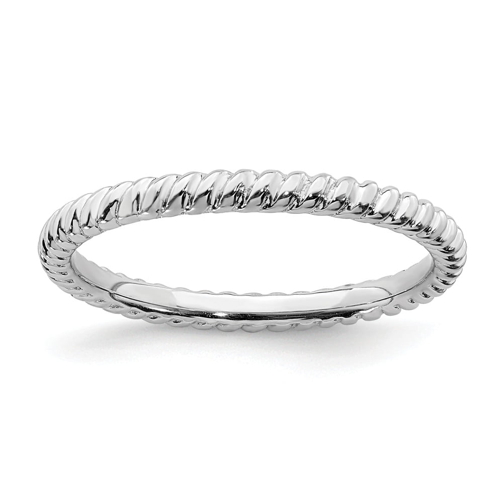 Beautiful Sterling Silver Stackable Expressions Rhodium Twisted Ring 