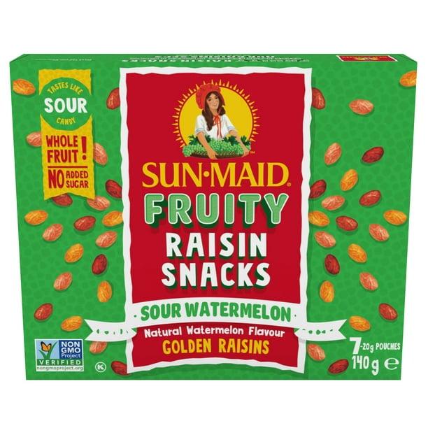 SunMaid Fruity Raisin Snacks, Sour Watermelon 140g, SM WTRMLN RAIS