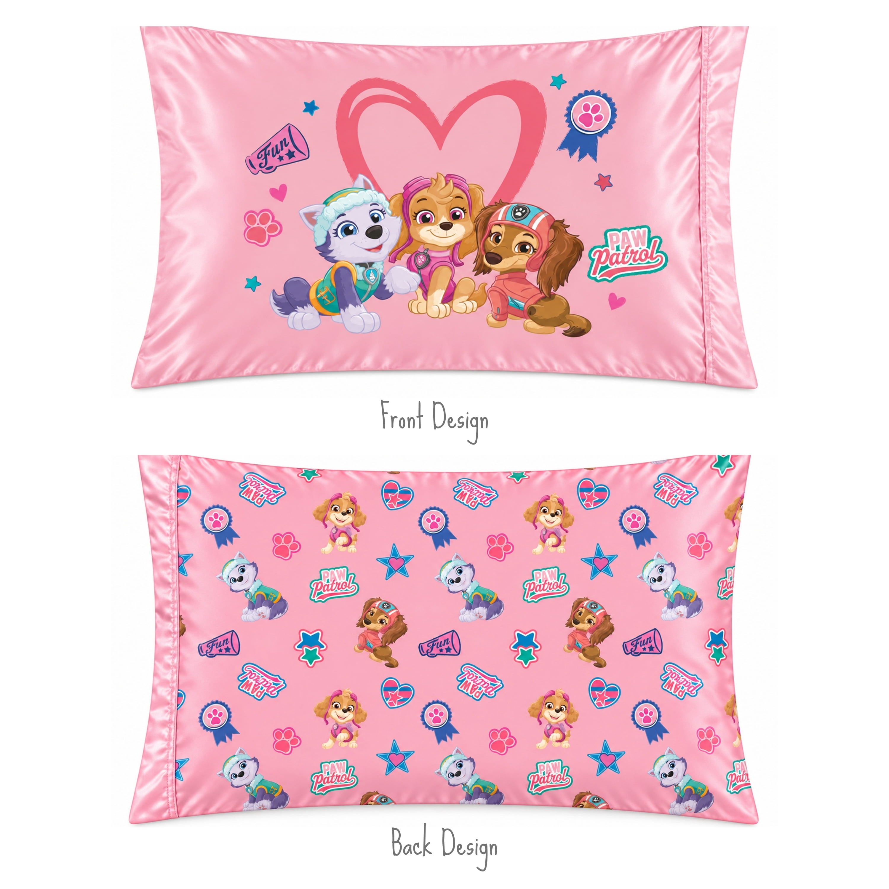PAW Patrol Pink Reversible Silky Satin Pillowcase, Standard Size, 1-Pack