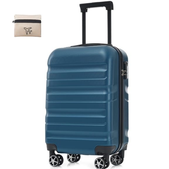 Euroco 2 Piece Luggage Sets,20" Carry-On Luggage with Spinner Wheels and Foldable Duffel Bag,Lightweight Travel Suitcase Set for Men Women,Inky Blue