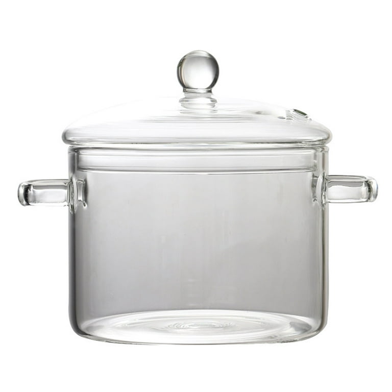 Pot Glass Pots Microwave Lids Cooking Handled Resistant Sauce Cookware Noodle Instant Heat Stewpot Stew Health Soup, Size: 14x14x10.5cm