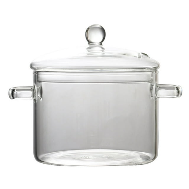 Clear Glass Noodles Bowl with Lid Heat Resistant Glass Porridge Pot 1350ML