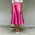 thumbnail image 4 of Squevariel Womens Satin Silk Midi Skirt Casual High Waist Skirts Fashion Soft Solid Color Long Skirt, 4 of 8