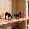 thumbnail image 2 of Lypsnake Imitation Metal Deer Statue Set Of 2, European Style Reindeer Figurines With Heads Bowed, Tabletop Decor For Christmas & Modern Home Display, 2 of 6
