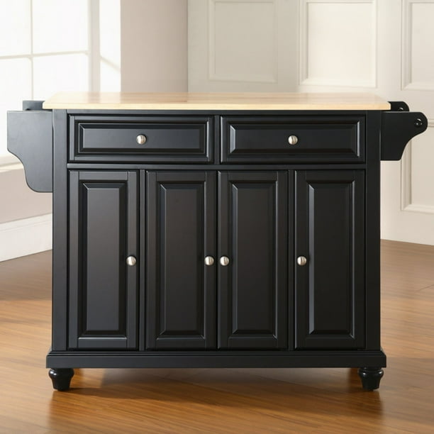 Crosley Cambridge Natural Wood Top Kitchen Island with Storage