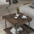 thumbnail image 2 of Hyssop 1-Shelf Wood Square End Table with Wheels, Dark Walnut and Black, 2 of 9