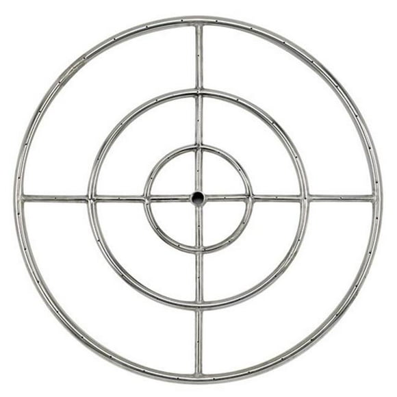 American Fire Glass SS-FR-30 Brûleur en Acier Inoxydable à Triple Anneau de 30 Po avec une Entrée de 0,75 Po