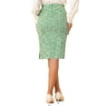 thumbnail image 3 of INSPIRE CHIC Women's Plaid Tweed Skirt High Waist Split Knee Length Skirts XS Green, 3 of 5