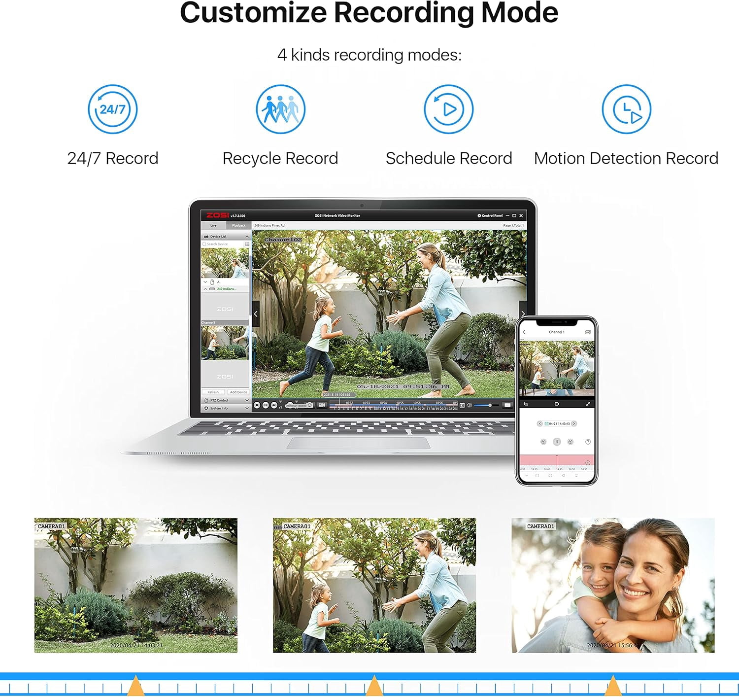 H.265+ 3K Lite CCTV DVR with 1TB HDD, ZOSI 8CH DVR Video Recorder with AI Human Vehicle Detection, Remote Access, Hybrid Capability 4-in-1 Surveillance DVR for Security Camera