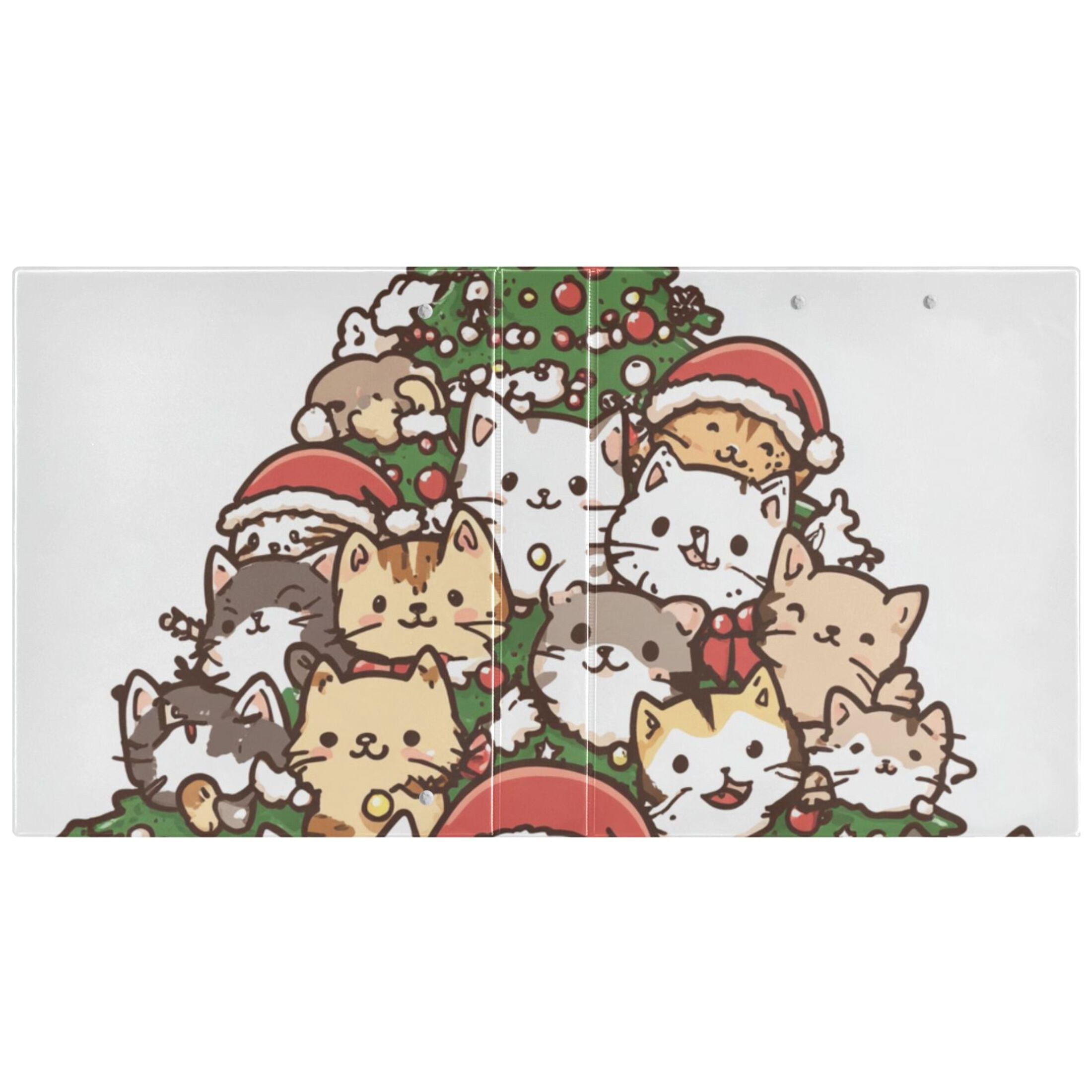 Cats and Christmas Tree 3 Ring Binders 1.5 inch Hardcover File Folders with Interior Pockets A4 Size Organizer for School Office Hospital