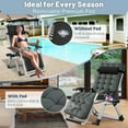 thumbnail image 4 of ABORON Outdoor Recline Chair Heavy Duty Zero Gravity Chair with Removable Seating Cushion, Headrest & Tray, Folding Lawn Recliner Outdoor Lounge Chairs Sturdy Adjustable Patio Recline, 4 of 12