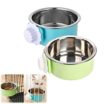 WuPing Crate Dog Bowl, 2 Pcs Removable Stainless Steel Hanging Pet Kennel Cage Bowl Food & Water Feeder Coop Cup for Puppy, Cat, Rabbit