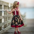 thumbnail image 4 of PENGXIANG Vintage Bambin Bébé Filles Sangle Robe Partie Tull Princesse Floral Robe de Soleil Rouge 1-2 Ans, 4 of 8