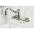 thumbnail image 2 of Kingston Brass KS3248PX Vintage Double-Handle Wall Mount Bathroom Faucet, Brushed Nickel, 2 of 8