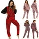 thumbnail image 2 of Mono a rayas de invierno, mono navideño de manga larga, ropa de dormir femenina, pijamas para mujer, ropa de dormir, mono con capucha, ropa de dormir, 2 of 4