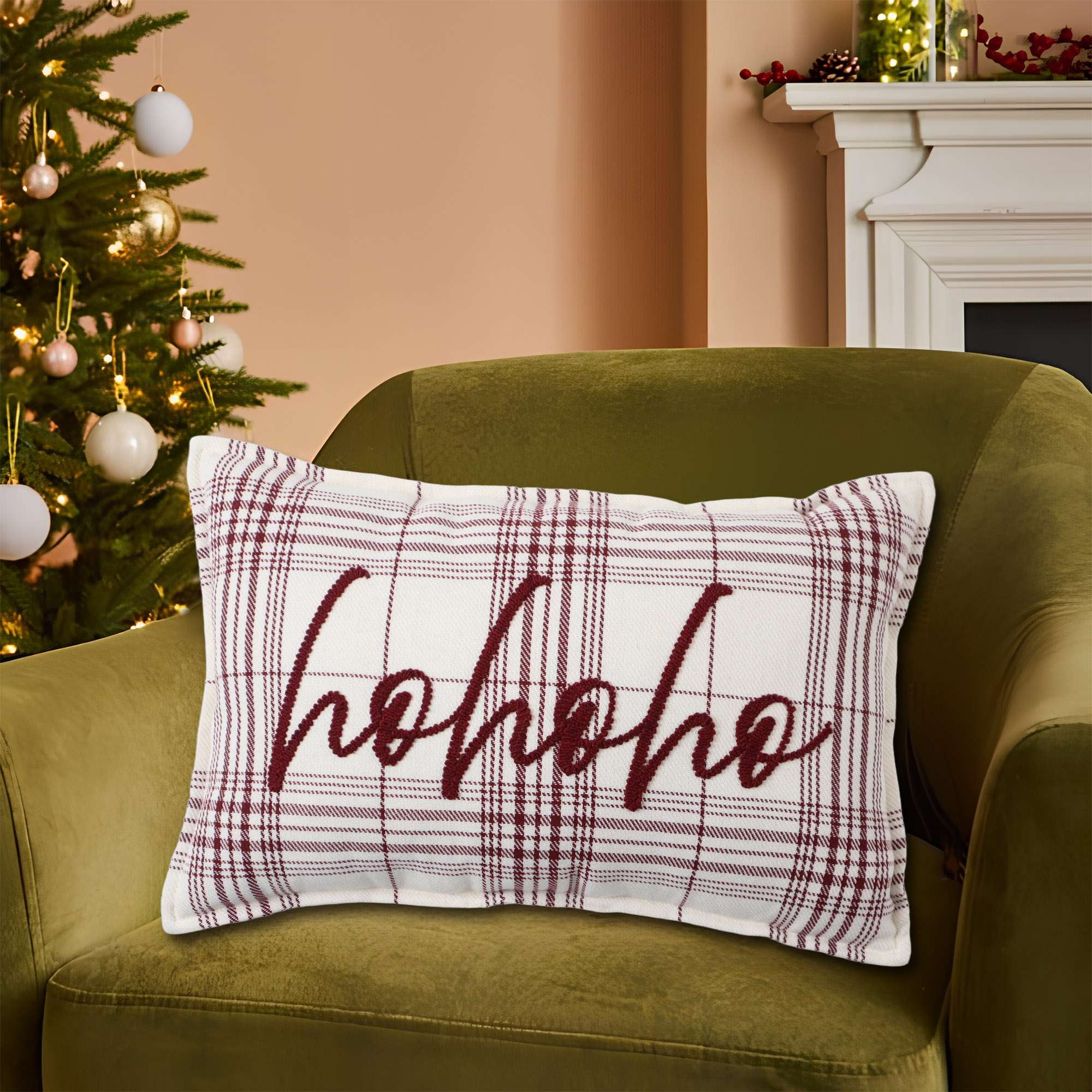 Holiday Time PL HOHOHO Plaid Cushion
