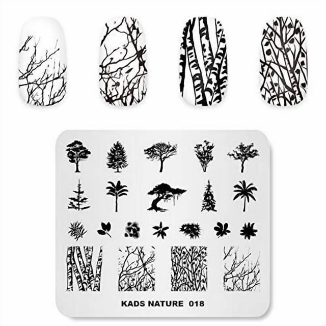 Rolabling Placas de estampado para decoración de uñas, plantillas de estampado de paisajes tropicales, plantilla de placa de uñas, plantilla de placa de imagen, herramienta para uñas (NA018)