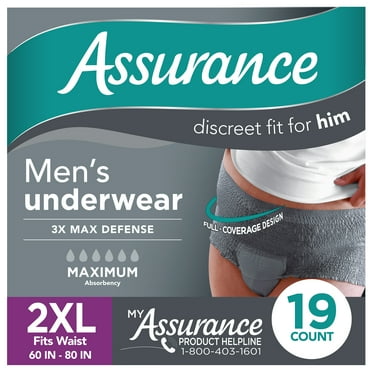 Assurance Men's Incontinence Underwear, XXL , Maximum Absorbency (19 Count)