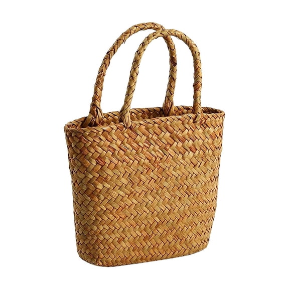 Women's Straw Shoulder Bag, Large Rattan Woven Totes Summer Travel Beach Handbag Handmade Handle Purse