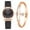Black, variant on Jewelry VerPetridure Women Watches Bracelet Set Flowers Ladies Bracelet Watch Casual Leather Quartz