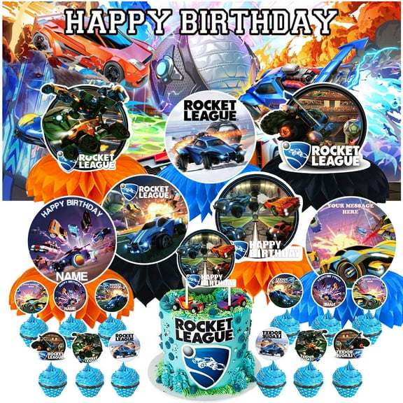 Rocket League Party Decorations Decor Supplies Honeycomb Centerpieces Table Toppers Cake Toppers for Birthday Photo Props