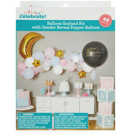 Multicolor Balloon Garland Kit with Gender Reveal Popper Balloon, 48 Pieces, by Way To Celebrate