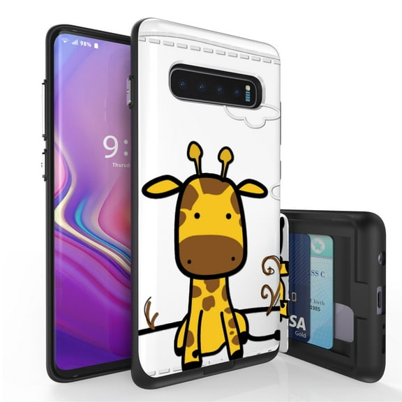 Galaxy S10  Case, Duo Shield Slim Wallet Case   Dual Layer Card Holder For Samsung Galaxy S10  [NOT S10 OR S10e] (Released 2019) Giraffe