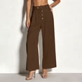 thumbnail image 2 of Women's Pleated Dress Trousers High Waist Loose Wide Leg Cropped Trousers with Pockets Busines Casual Commute Pants for Daily Work Wear Brown, 2 of 9